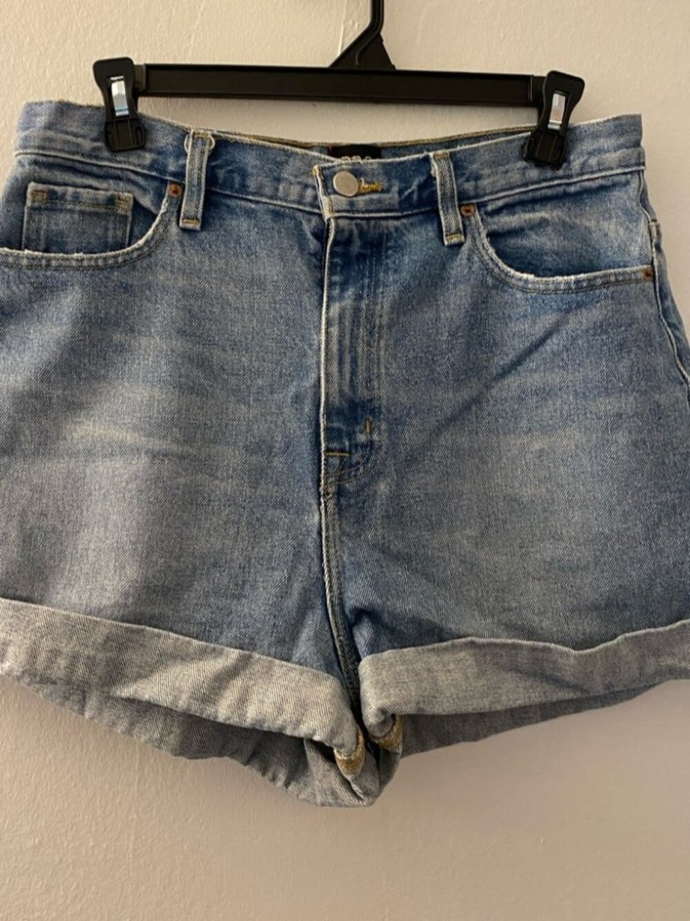 High-Rise Rolled Hem Jean Shorts
